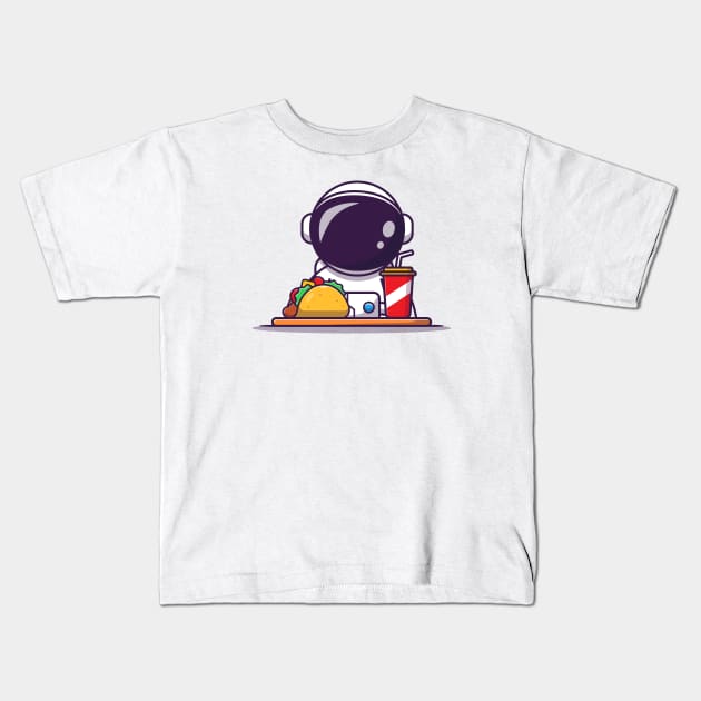 Cute Astronaut With Taco And Soda Kids T-Shirt by Catalyst Labs